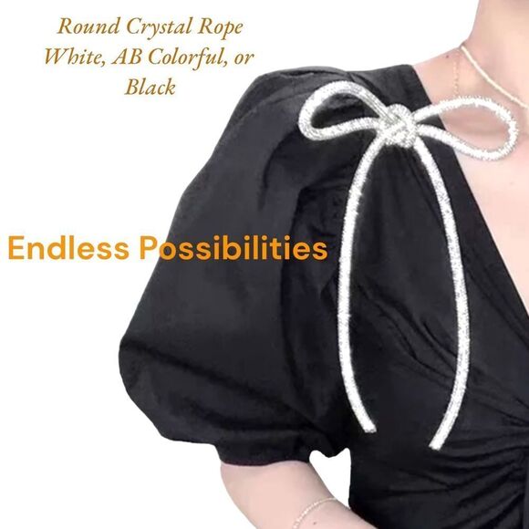 Long Rope Sparkle Crystal Bow Brooches, Lapel Pin or Hair Accessories NEW - Picture 3 of 5